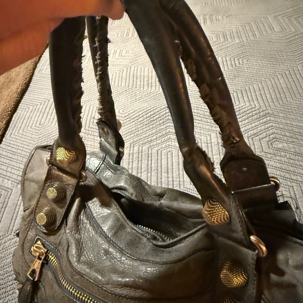 Balenciaga city Bag Large Dark Gray Leather Satchel with giant 21 Gold Hardware - Picture 2 of 13